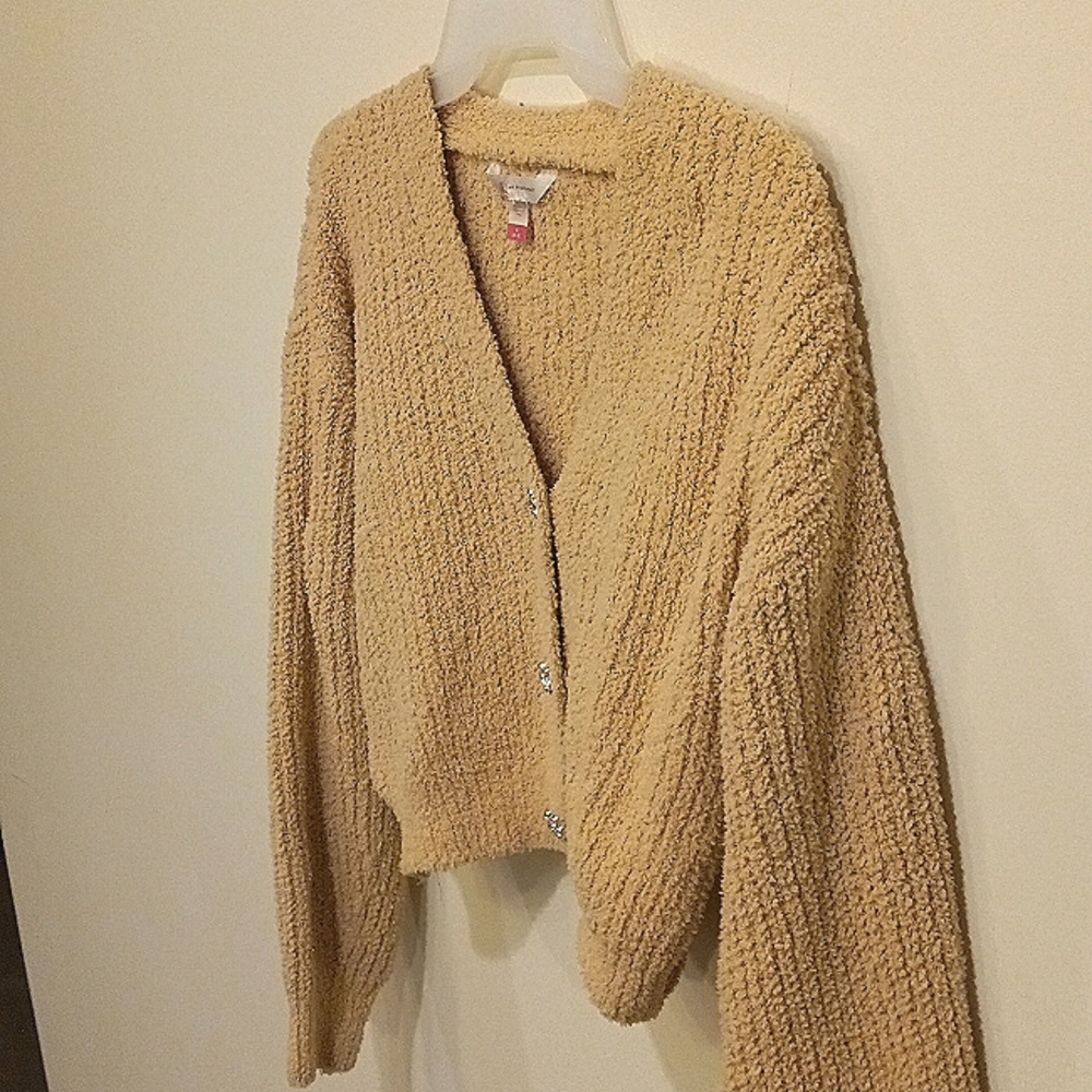 Women S New Teddy Ribbed Jewel Cardigan Snuggy Urban Preppy Academia boxy Cardi